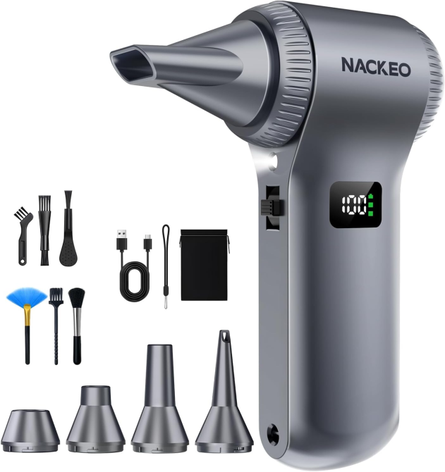 Электрический воздуходув NACKEO K100 230000 об/мин, 100 скоростей, дисплей, LED, 11 насадок, аккумуляторный Киев - изображение 2