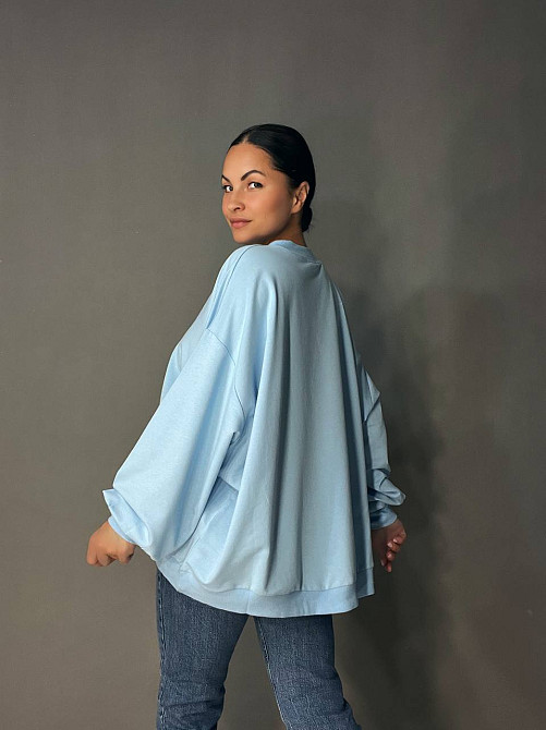 Світшот жіночий MY CITY 3044 широкий оверсайз супер вільного крою великі розміри, блакитний, one size Київ - фото 2