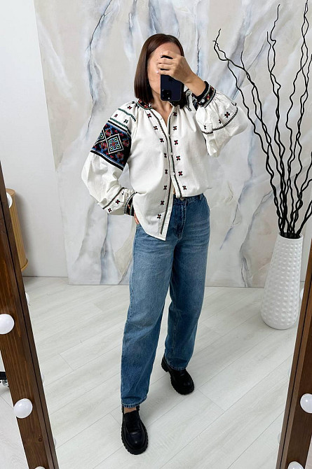 Жіноча сучасна вишиванка на ґудзиках 80% бавовна, 20% поліестер 46 Одеса - фото 3