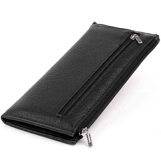 Горизонтальний тонкий гаманець зі шкіри унісекс ST Leather 19324 Чорний Київ