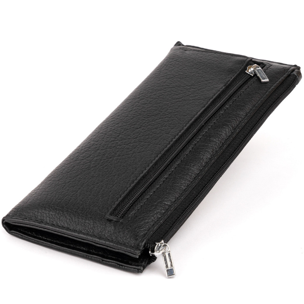 Горизонтальний тонкий гаманець зі шкіри унісекс ST Leather 19324 Чорний Київ - фото 2