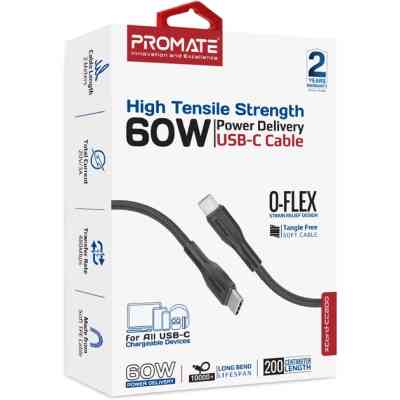 Дата кабель USB 2.0 AM to USB-C 2.0m 2A xCord-AC200 black Promate (xcord-ac200.black) Винница