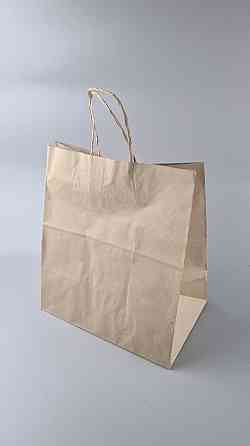 Пакет с ручками бумажный крафт бурий 310х200х350, 80г/м2 (25 шт) Харьков