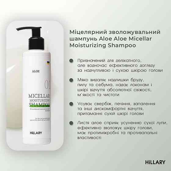 Ензимний пілінг для шкіри голови + Набір для сухого типу волосся Aloe Deep Moisturizing Hillary Київ