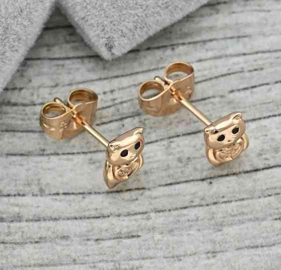 Сережки гвоздики мишки Xuping 36532, размер 9*6мм, черные фианиты Киев