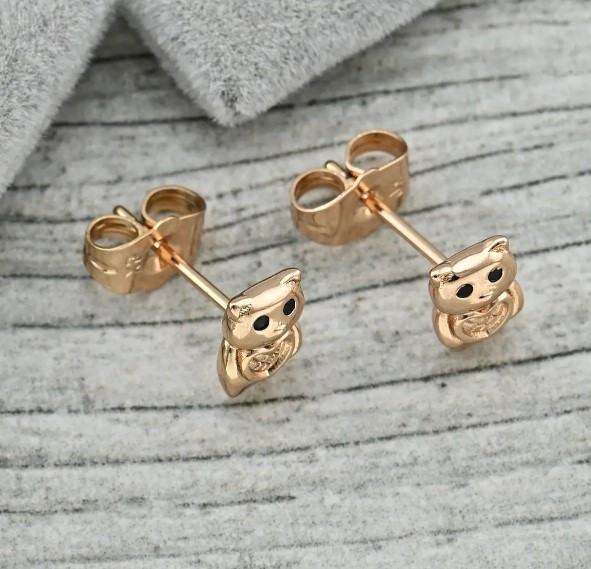 Сережки гвоздики мишки Xuping 36532, размер 9*6мм, черные фианиты Киев - изображение 3