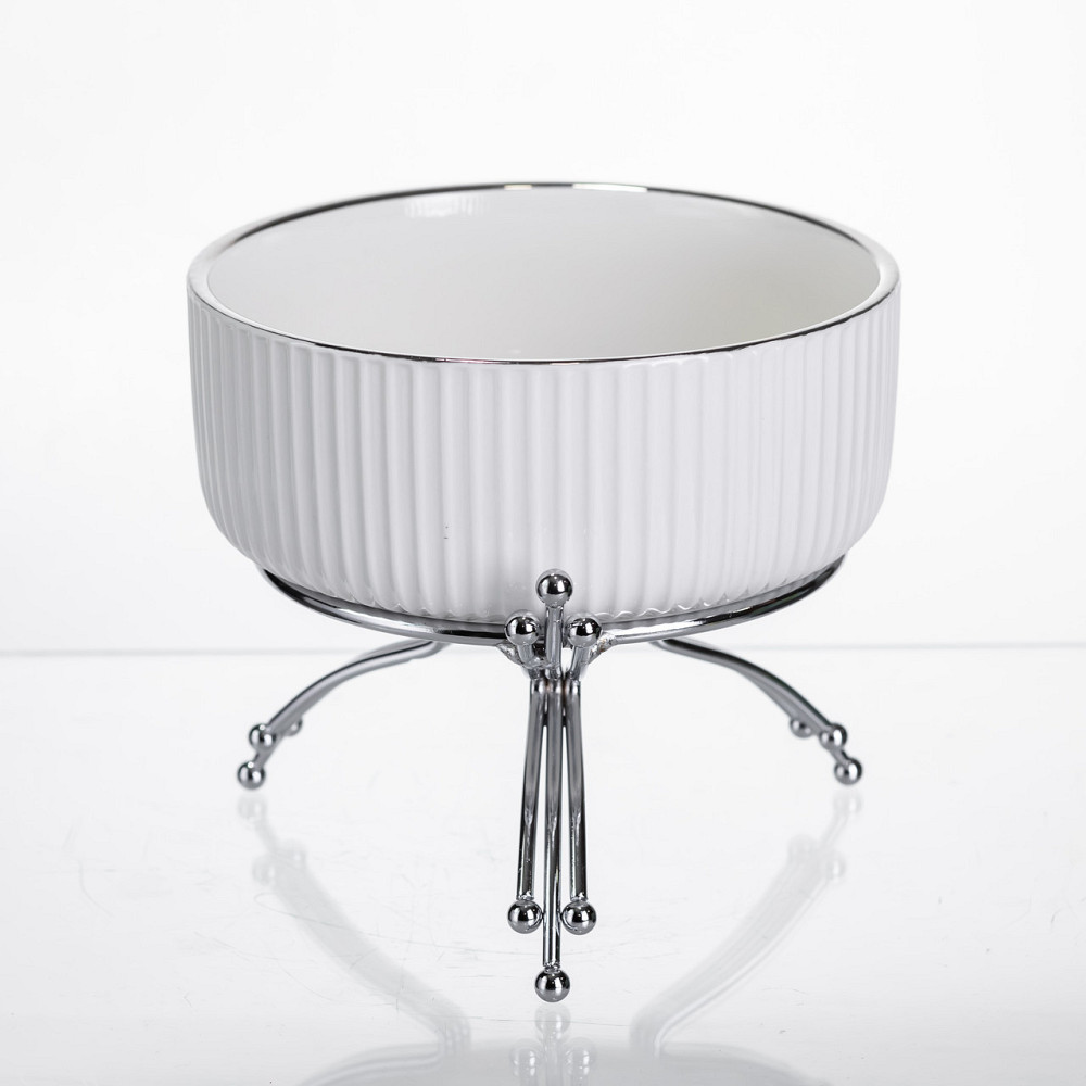 Салатник порцеляновий на металевій підставці Ø16 (см) Срібло LB-1568S Київ - фото 2