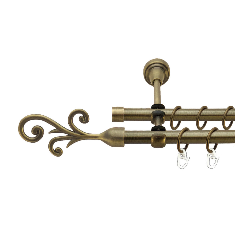 Карниз Orvit Фала металевий дворядний відкритий Антик 16\16 мм 160 см (7318649) Львов - изображение 1