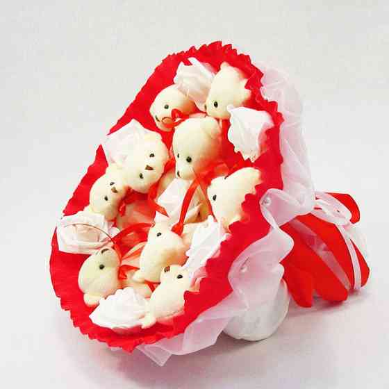 Букет из мягких игрушек 9 мишек 5338IT красный Винница