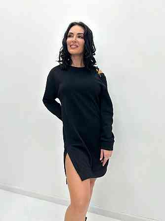 Повседневное теплое платье с булавкой Moana батал 50-52, Черный Киев