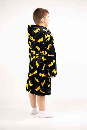 Халат детский Бэтмен для мальчика, махровый теплый, велсофт плюш, черный, халаты для мальчиков Киев