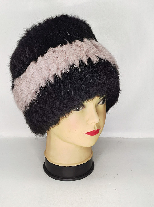 Шапка женская меховая Кубанка Рената Пудровый Харьков - изображение 4