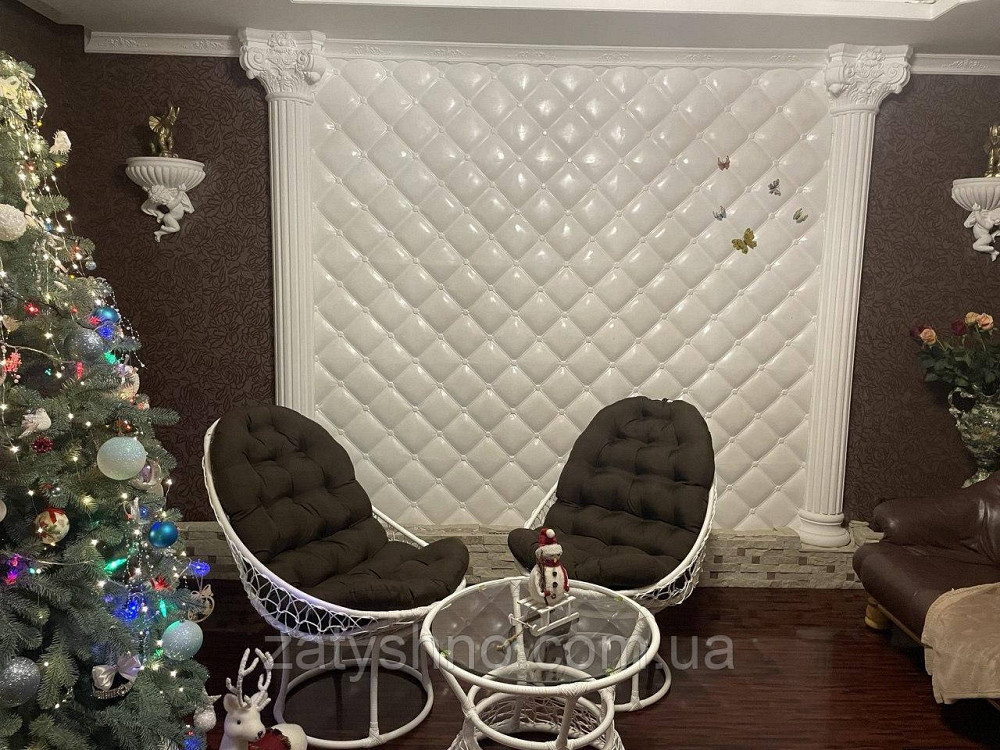 Ротангові меблі з коричневими накидками Київ - фото 6