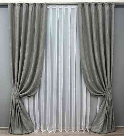 Комплект штор VR-Textil Жакард Viva Marmo № 1785ш Сірий 150х270 см 2 шт (33-0759) Київ