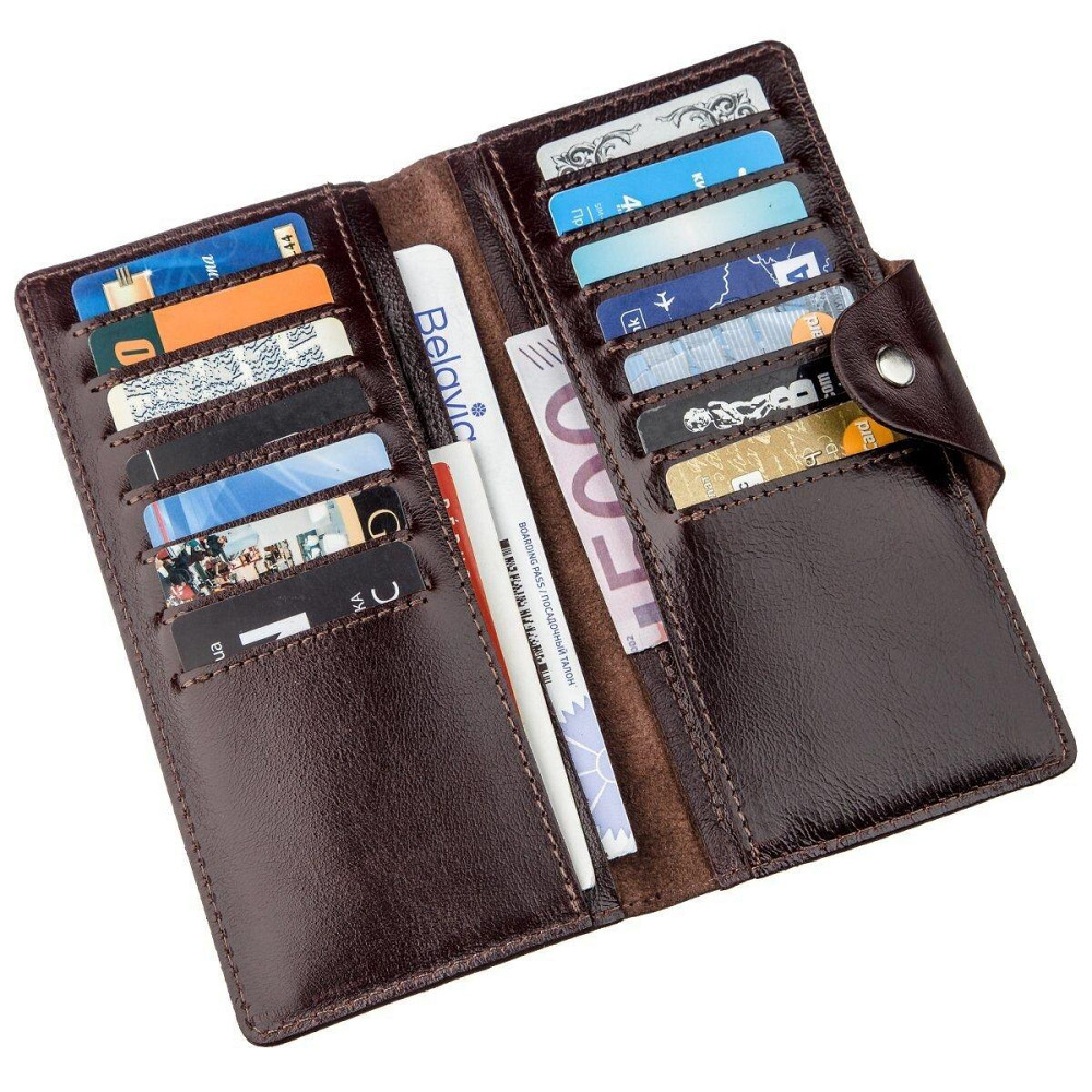 Бумажник мужской вертикальный на кнопках SHVIGEL 16175 Коричневый Киев - изображение 3