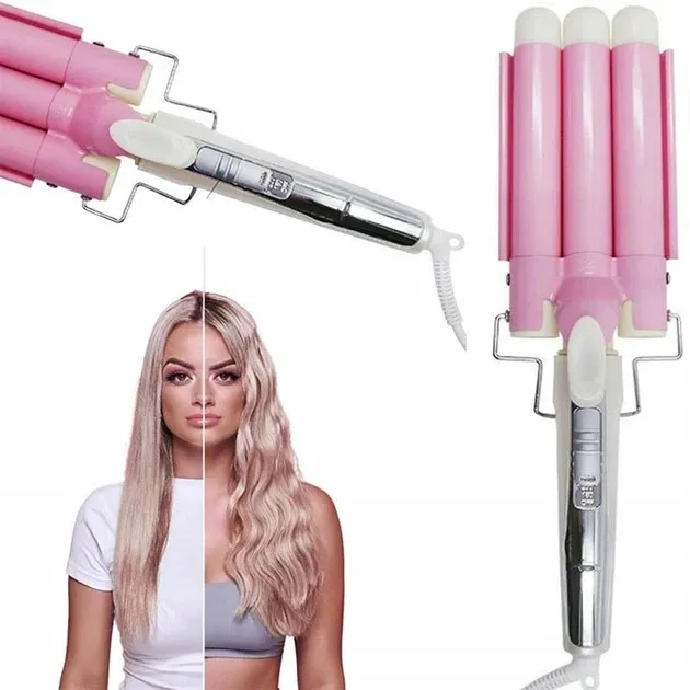 Плойка хвиля потрійна Sonar F-13, 3 температурні режими, керамічне покриття, 180-220°C, 30 Вт, білий колір Одеса - фото 2