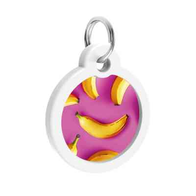 Адресник для животных WAUDOG Smart ID с QR паспортом "Бананы на розовом", круг 30 мм (230-4055) Винница