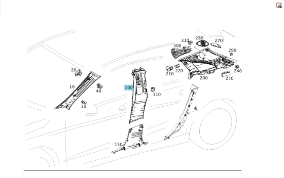 Mercedes-Benz  A1176900525 9F52 Обшивка стійки B верхня ліва CLA Shooting Brake X117 CLA C117 Одеса