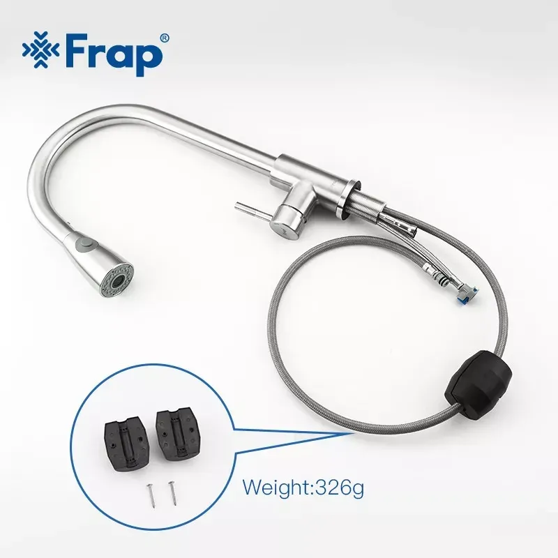 Смеситель для кухни с выдвижным изливом Frap F60899-1 сатин Киев - изображение 3