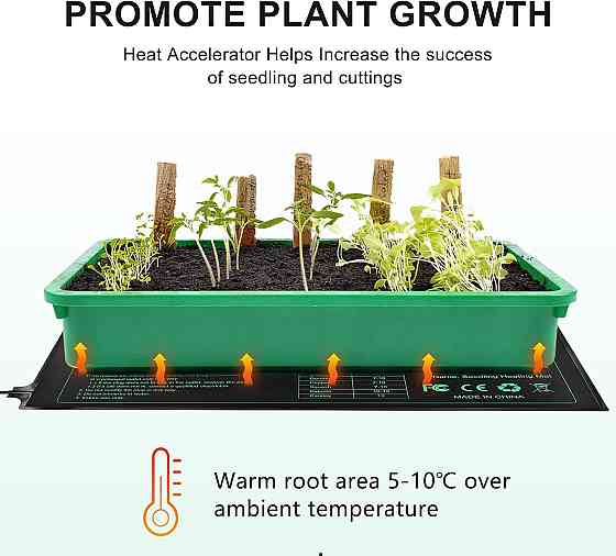 Універсальний нагрівальний килимок для пророщування насіння Riogoo 24 × 52 см Луцьк