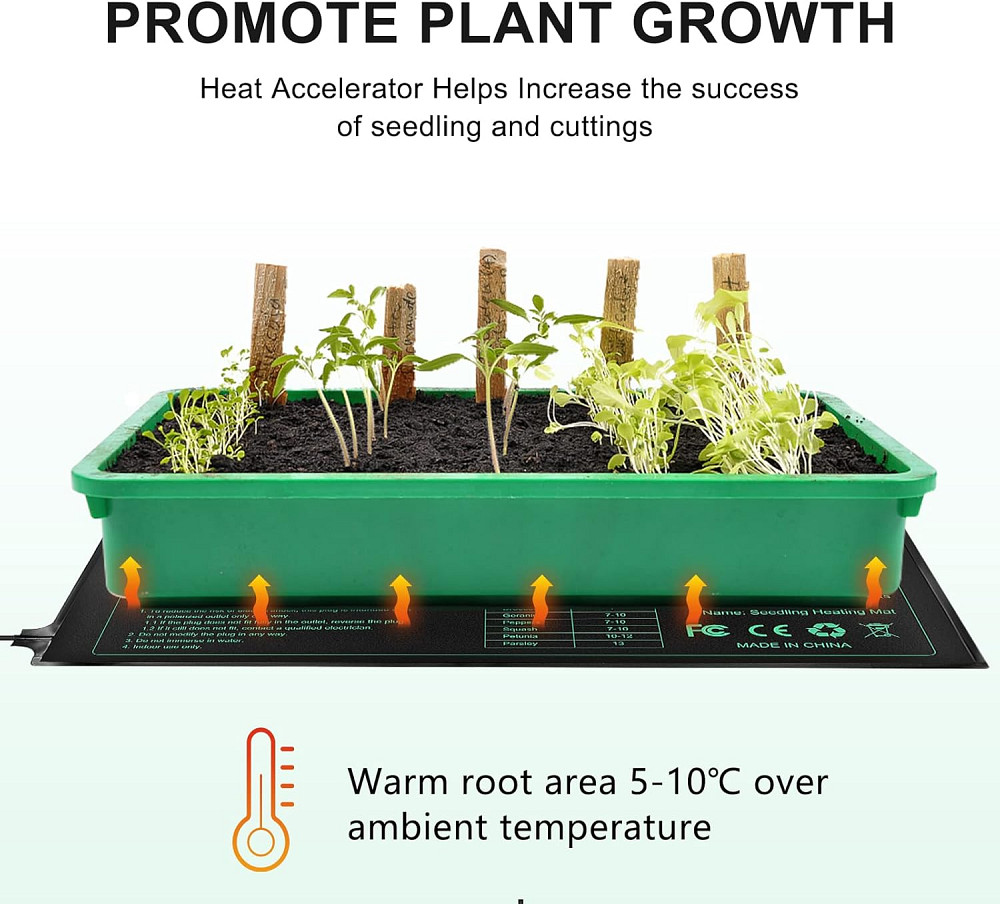 Універсальний нагрівальний килимок для пророщування насіння Riogoo 24 × 52 см Луцьк - фото 2