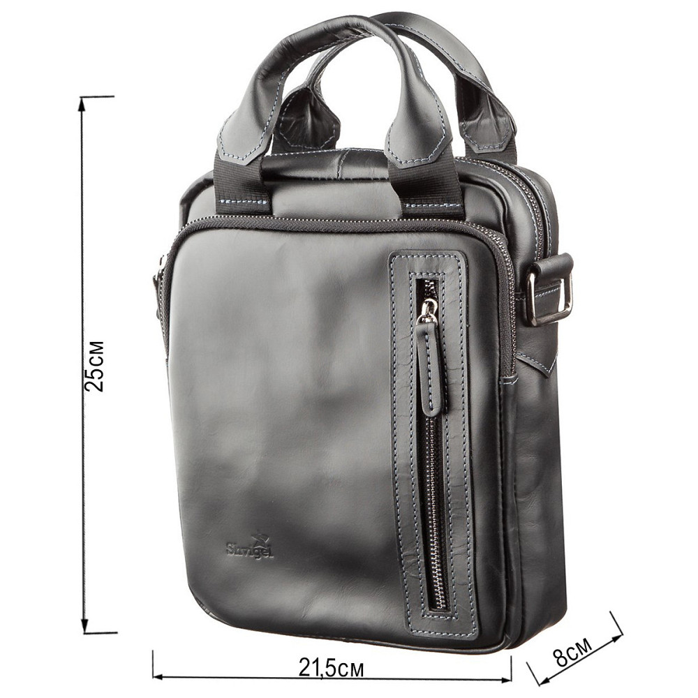 Сумка чоловіча SHVIGEL 11184 в гладку шкіру Чорна Київ - фото 5