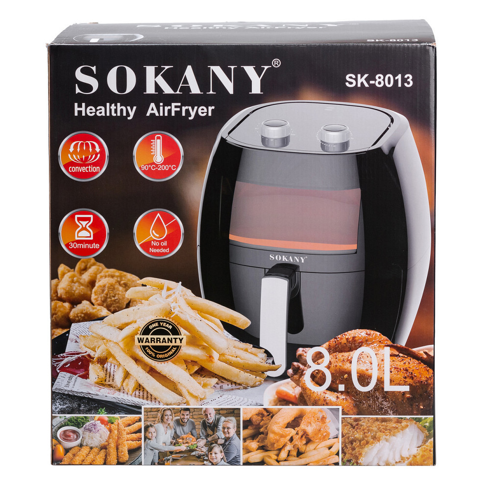 Аерофритюрниця Sokany на 8 літрів 1800 Вт чорна SK8013 Київ - фото 12