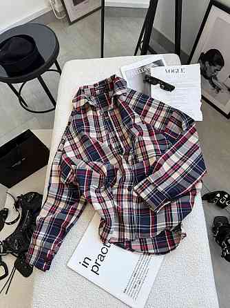 Жіноча класична сорочка в карту оверсайз крою костюмний тіар Бербері Одеса