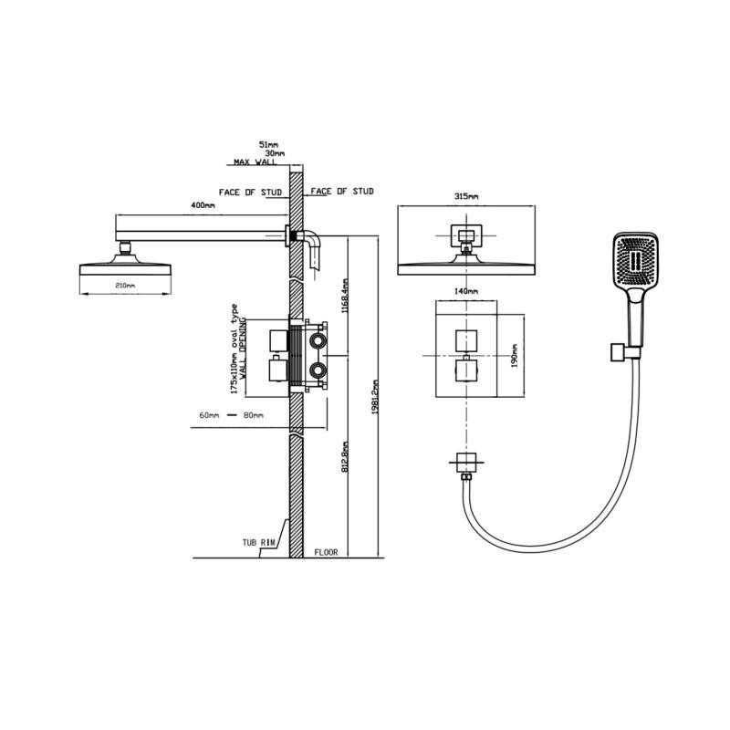 Душевая система из латуни Qtap Aquarius термостатическая скрытого монтажа на два потребителя Chrome Харьков - изображение 2