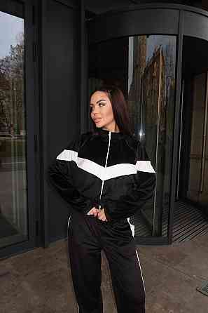 Женский стильный повседневный костюм двойка велюр спорт Черный, 44/46 Одесса