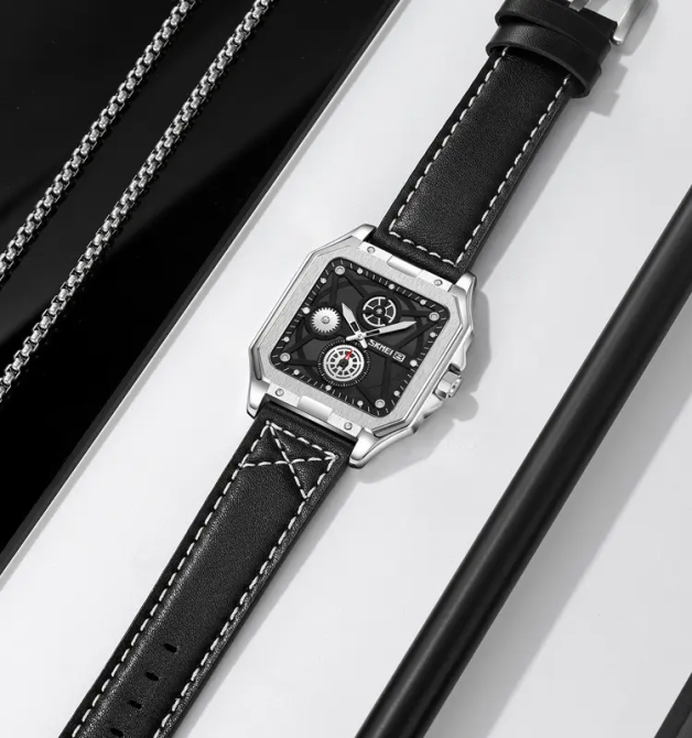 Часы мужские наручные классические Skmei 9330 (Серебристый с черным) Киев - изображение 4