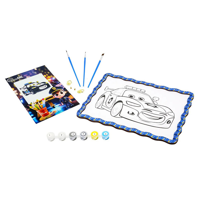 Дитячий набір для розпису по дереву "Поліцейська машинка" Puz-22952 формат А4 Вінниця - фото 3