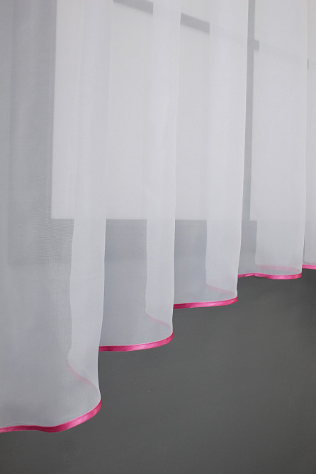 Кухонний тюль арка з ламбрекеном VR-Textil № 025к Білий із рожевим 270х170 см (52-0435) Київ - фото 5