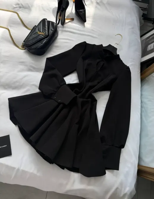 Жіноча класична сукня з акцентом на талії, костюмка преміум, чорна/молоко/барбі Одеса - фото 19