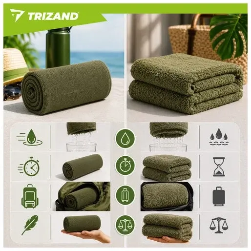 Туристичний рушник швидковисихаючий 120×100 см із чохлом Trizand (27782) Нововолинськ - фото 2
