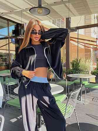 Жіночий стильний повсякденний костюм із ніжного велюру Чорний, 46/48 Одеса