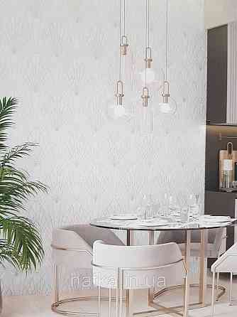 Шпалери вінілові на флізеліні Sintra Simmetria геометрія фігури смуги молочне золото срібло 524404 Київ