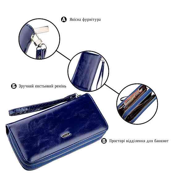 Кошелек женский из экокожи KIVI 19050 Синий Киев