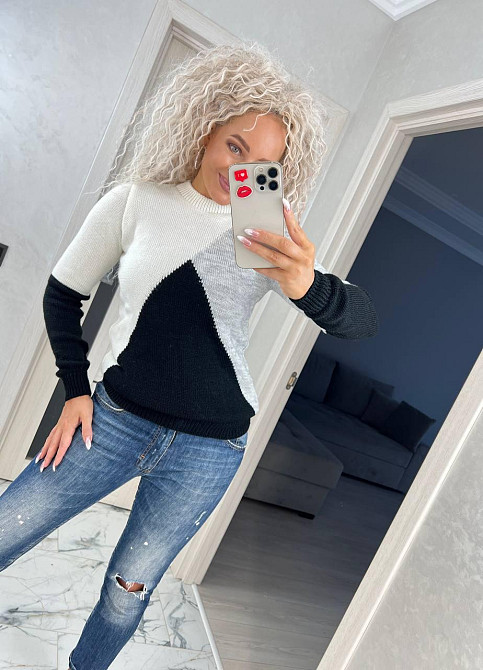 Женский модный свитер  трехцветый. 42-46р Київ - фото 7