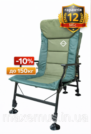 Рыбацкое кресло-шезлонг Bonro B20 раскладной стул для рыбалки и отдыха зеленое Мостиська