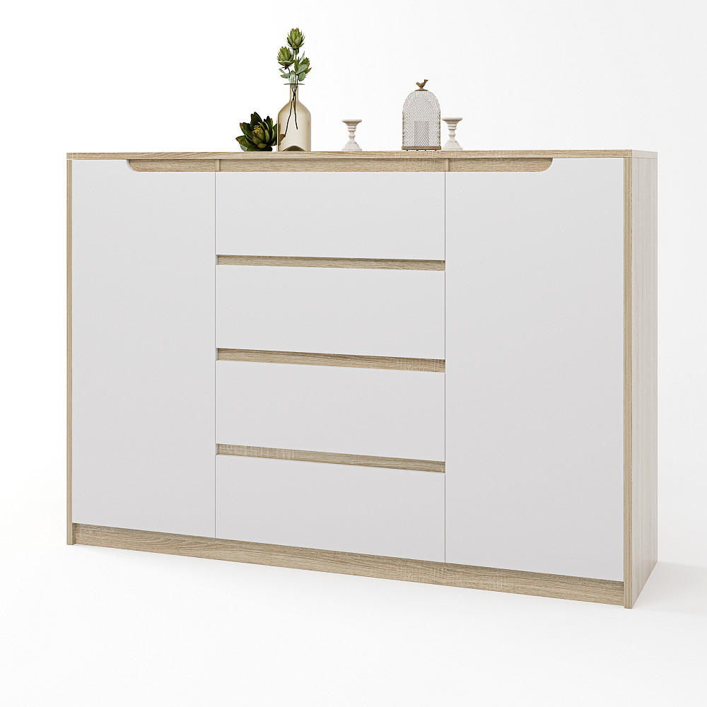 Великий комод для дому Еверест Мікс-3 (телескопи) 140х38х97 дуб сонома + білий (DTM-2005) Львів - фото 2