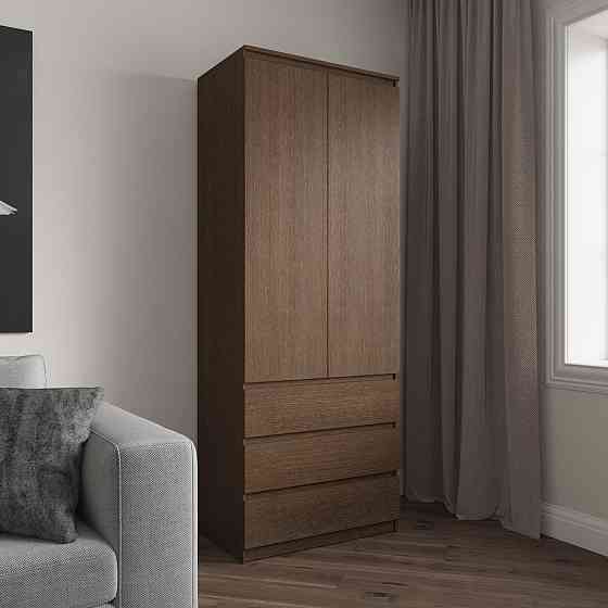 Шафа для одягу VAYS R-16, 3 шухляди, полиці, без ручок, ЛДСП, 80×50×211 см – для спальні, вітальні, передпокою Львів