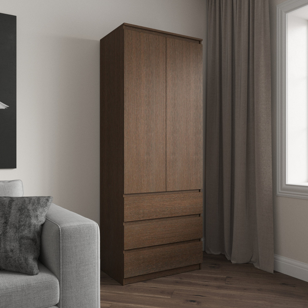 Шафа для одягу VAYS R-16, 3 шухляди, полиці, без ручок, ЛДСП, 80×50×211 см – для спальні, вітальні, передпокою Львів - фото 4