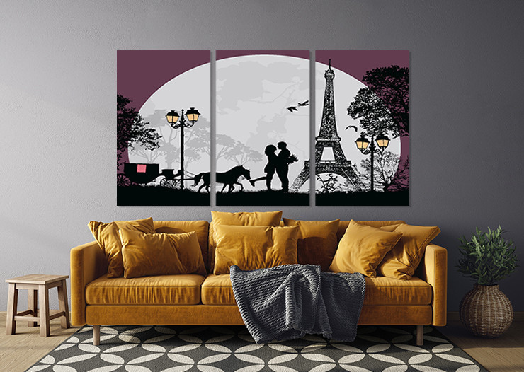 Модульная картина в гостиную / спальню  Закохані  в  Парижі    ART-290_3A Киев - изображение 3