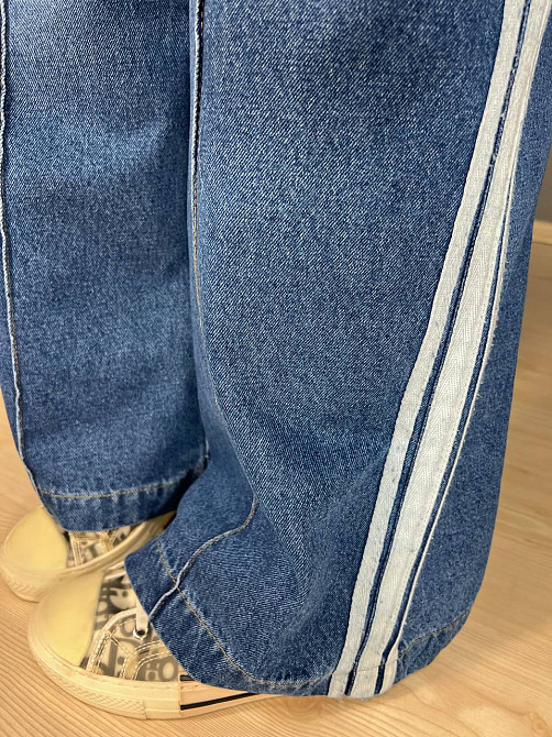 Джинсы женские Vonnavi 413-240 палаццо с лампасами пояс резинка шнурок синие, синий, 26, 26, 68 см,  Одесса - изображение 5