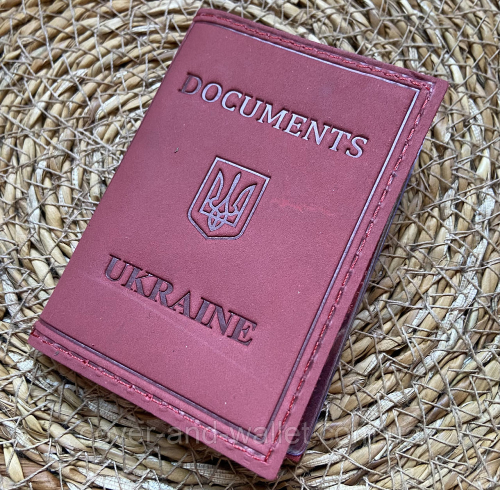 Червона жіноча обкладинка на ID пластиковий паспорт із файлами ST Leather Київ - фото 5