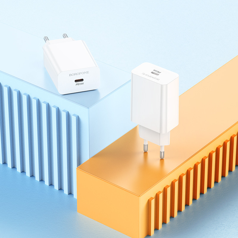 Мережевий зарядний пристрій BOROFONE BA21A Pro Long journey single port PD20W charger White Одеса - фото 8