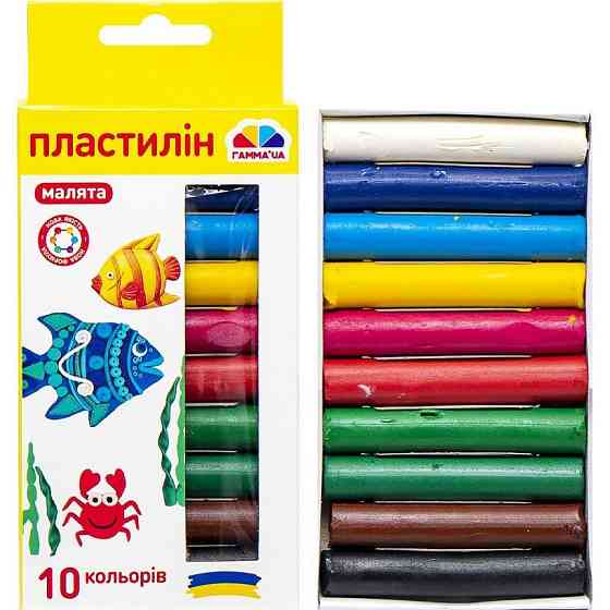 Пластилін 10 кол. "Гамма Нововолинськ" Малята, 100 г, 100306, шт Київ