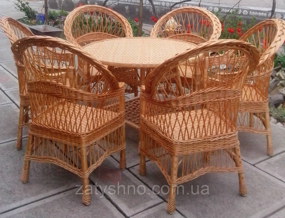 Комплект плетеной мебели с круглым столом | кресла и стол плетеный из лозы | плетеная мебель ручной  Киев - изображение 4
