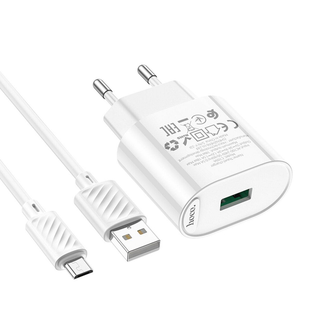 Сетевое зарядное устройство HOCO C109A Fighter single port QC3.0 charger set, цвет белый 6931474784827 Одесса - изображение 5